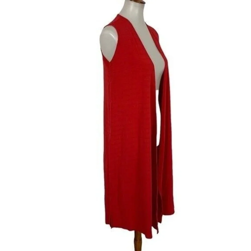Lularoe Cardigan XS Red Sleeveless Duster Boho Festival Layering Chic‎